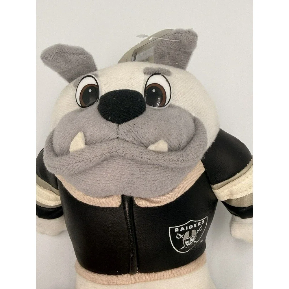Vintage 1998 Oakland Raiders Bulldog Plush 8” Play Football NFL Letterman Jacket